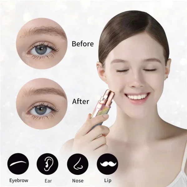 Flawless™ 2‑in‑1 Battery‑Operated Eyebrow Trimmer & Facial Shaver – Model HX‑2034 - Image 8